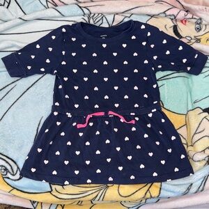 Carter's Navy Blue Heart Dress with Pink Bow. Girls 6X